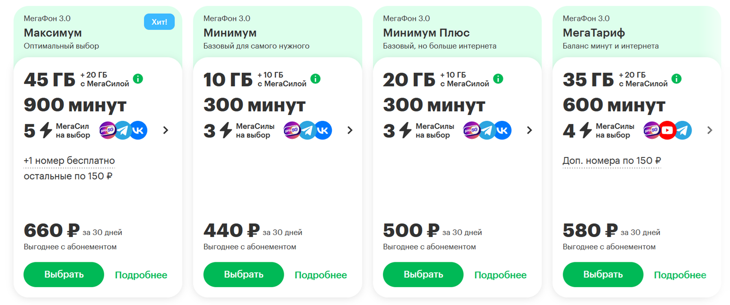 Тарифы МегаФон для смартфона